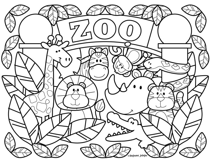 Animals coloring animal kids pages easy large african drawing book printable zoo color print opossum sheets books cute safari jungle